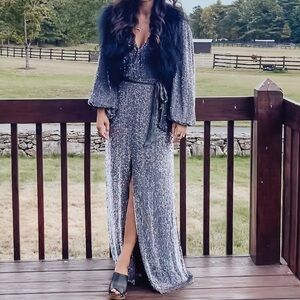 Retrofete margarita long sleeve sequin gown